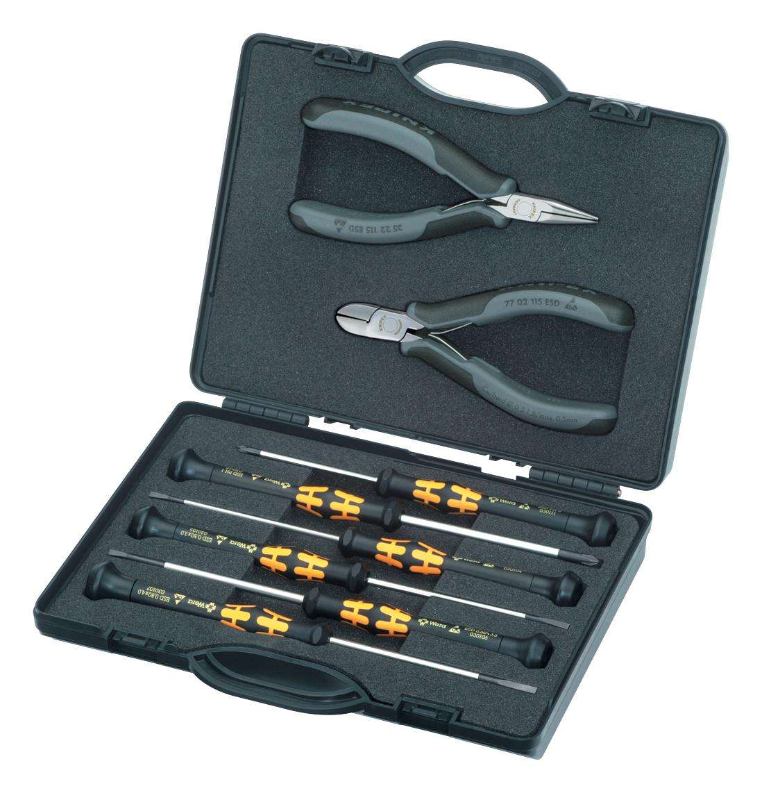 Knipex (00 20 18 ESD) Screwdriver and Pliers Tool Kit, ESD Safe, 8 Piece