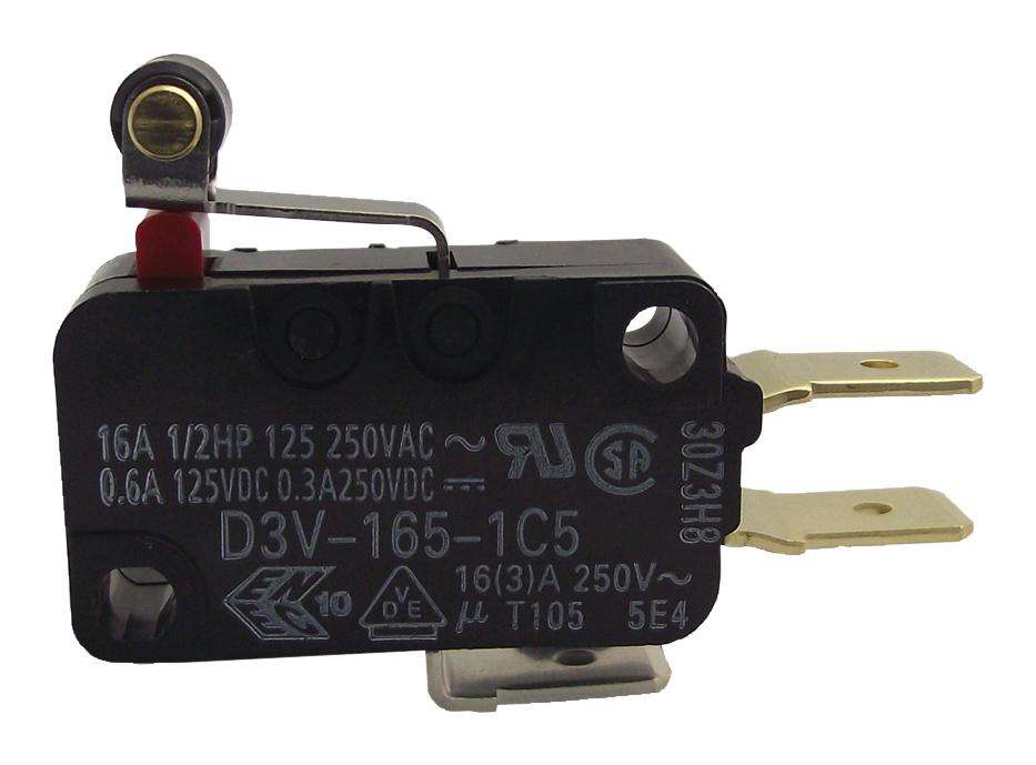 Omron (D3V-165-1C5) Microswitch, Miniature, Short Hinge Roller Lever,
