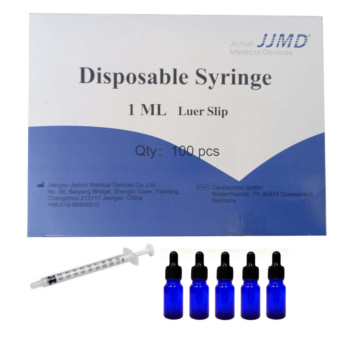 10ml Blue Bottles For Medicine Aromatherapy Homeopathy W 1 Box 1ml Syringes