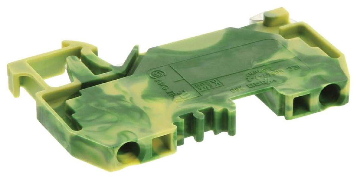 Wago (280-907) DIN Rail Mount Terminal Block, 2 Ways, 28 AWG, 12 AWG