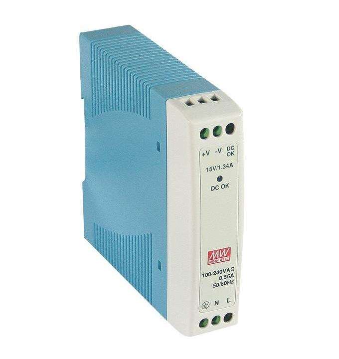 Mean Well - AC/DC DIN Rail Power Supply (PSU) ITE - 1 Output 10W - MDR-10-12