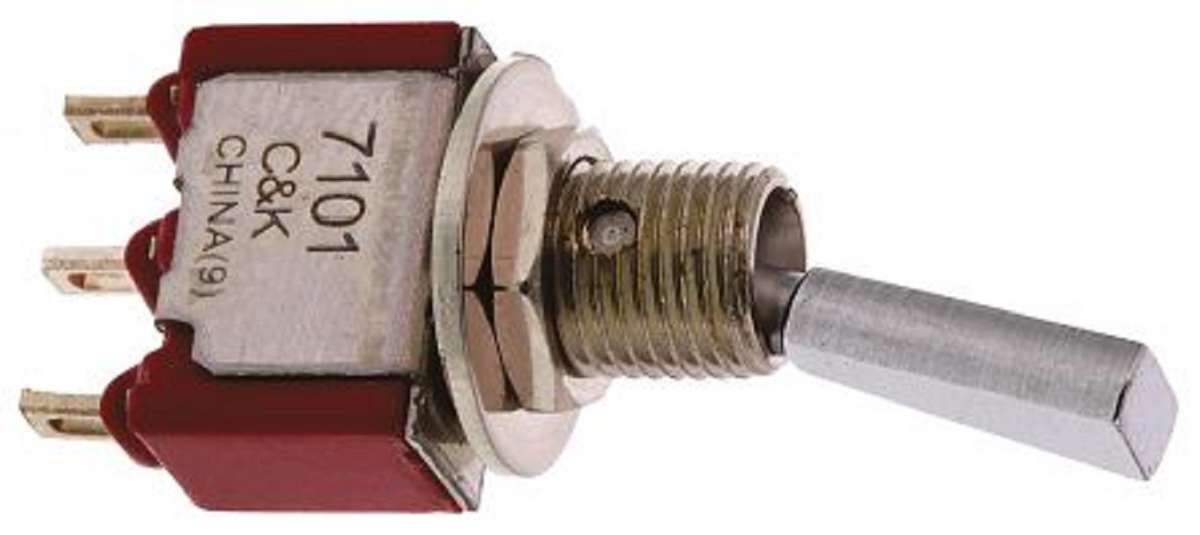 C&K Components (7101P3YZQE) Toggle Switch, On-None-On, SPDT