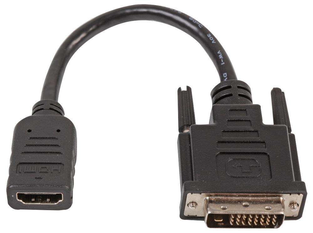 Pro Signal (PSG91602) HDMI Socket, DVI-D Plug, 7.9 ", 0.2 m, Black