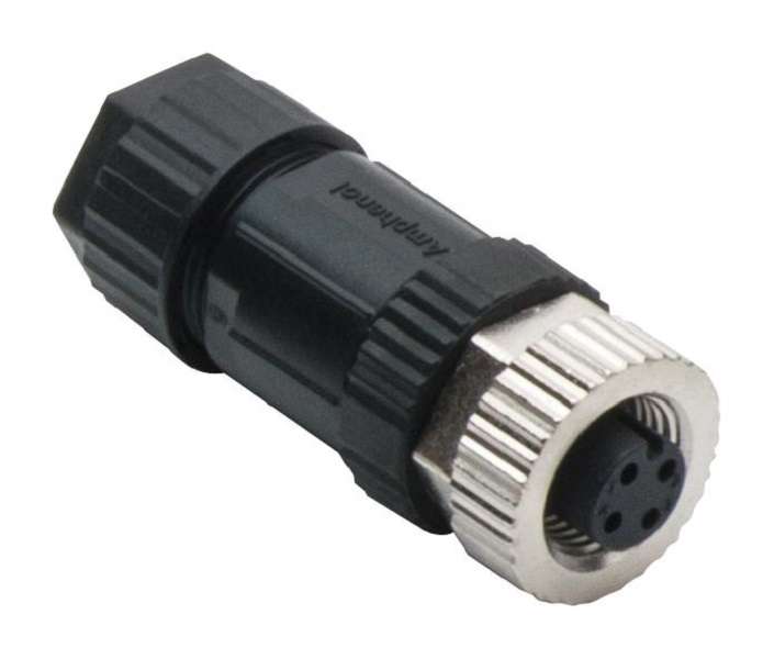 Amphenol (M12A-04BFFB-SL7001) Sensor Connector, 4 Pole, M12, Receptacle