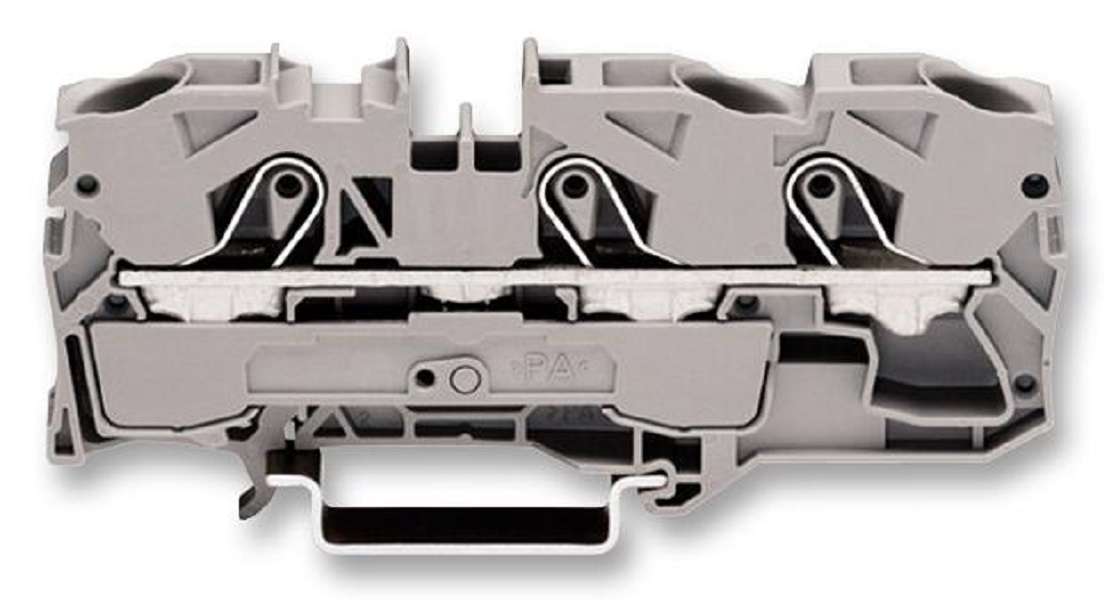Wago (2010-1301) DIN Rail Mount Terminal Block, 3 Ways, 20 AWG, 6 AWG