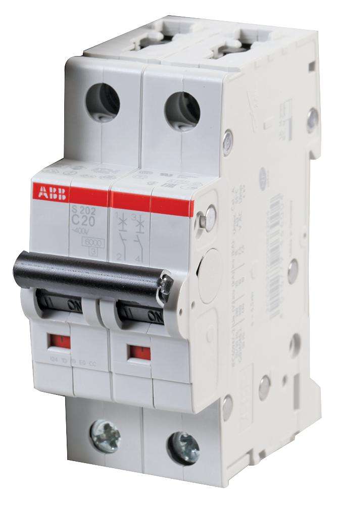Abb (S202-C20) Thermal Magnetic Circuit Breaker, 20 A, 2 Pole