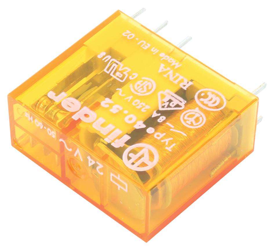 Finder (40.52.8.024.0000) General Purpose Relay, Power, DPDT, 24 VAC, 8 A