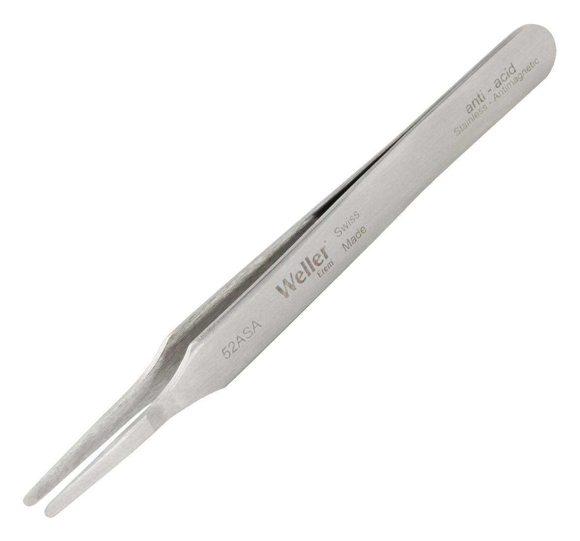 Weller Erem (52ASA) Tweezer, Flat Round, 4.724 ", Stainless Steel