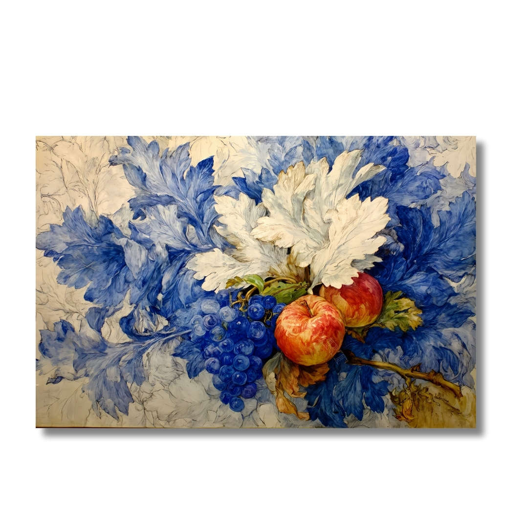 Blue-White Cotton Canvas, Canvas Floral Wall Art | UNFRAMED A3 PRINT