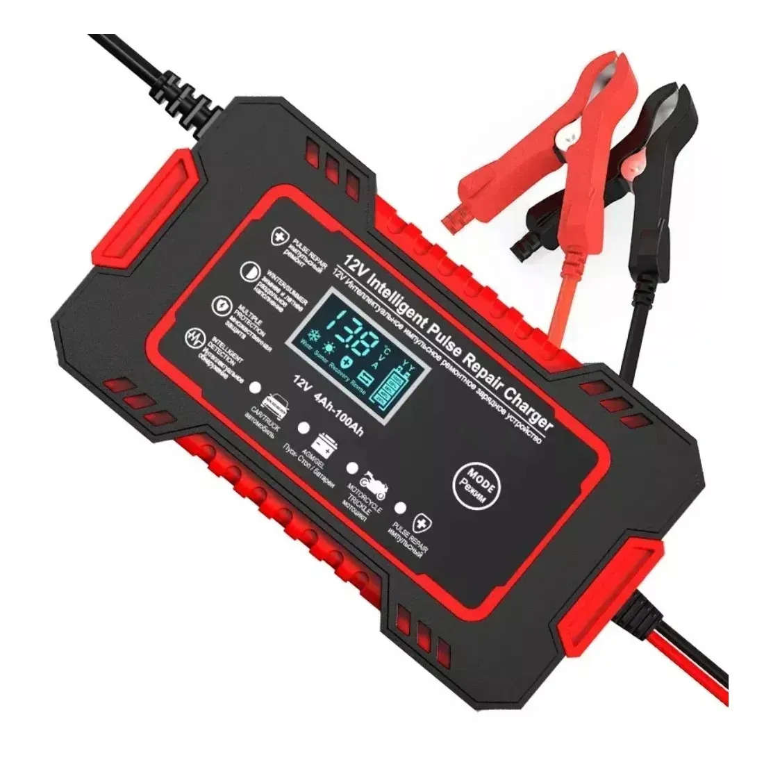 12V 6A Smart Pulse Battery Charger for 2Ah-100Ah Lead-Acid, AGM, Gel