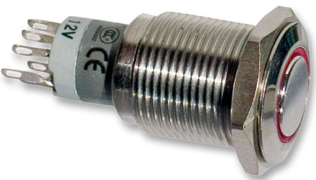 Bulgin Limited (MP0045/1D2GN012) Vandal Resistant Switch, 16.2 mm