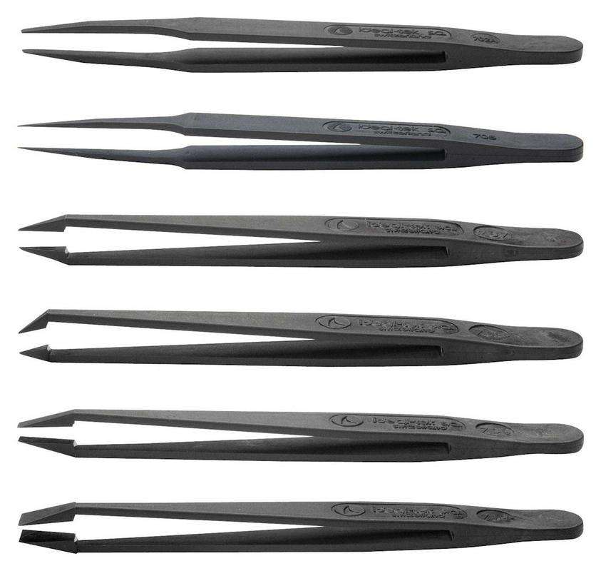 Tweezer, Kit, Carbon Fibre, ESD, 6 Pieces