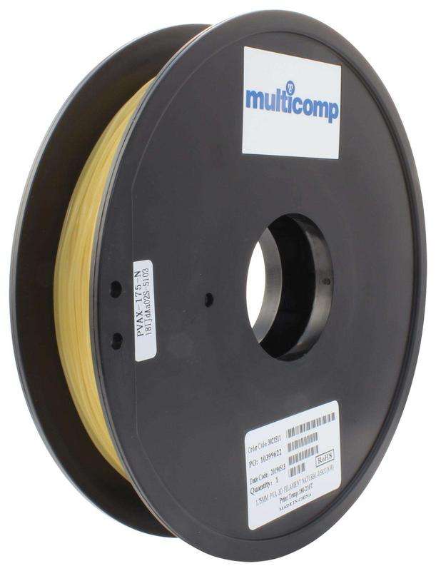3D Printer Filament, PVA, 1.75 mm, Natural, 210 °C Melting Temp