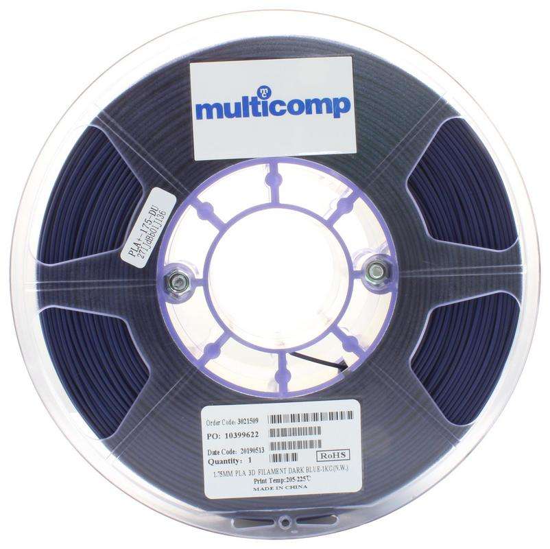 3D Printer Filament, PLA, 1.75 mm, Dark Blue, 225 °C Melting Temp