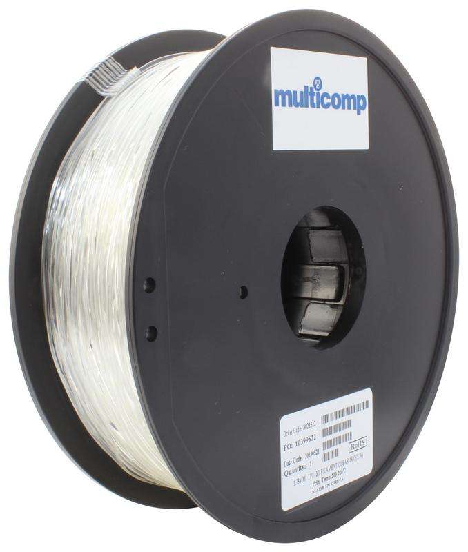 3D Printer Filament, TPU, 1.75 mm, Natural, 220 °C Melting Temp