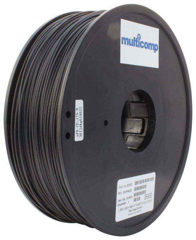 3D Printer Filament, Carbon Fibre, Nylon, 1.75 mm, 260 °C Melting Temp