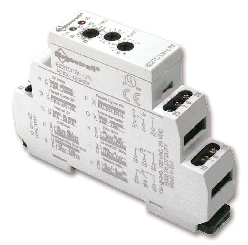 Schnieder, Time Delay Relay, 24 VDC, 0.1 s, 10 Days, 820 Series, DPDT, 15 A