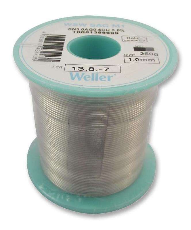 Weller, 1mm, Solder Wire, 96.5/3/0.5, 221°C, 250g, T0051388699