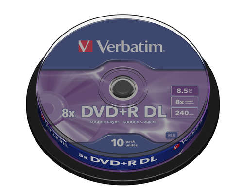 VERBATIM - 8.5GB DVD+R (8X) - DOUBLE LAYER MATT SILVER SPINDLE (PACK OF 10) - WSL