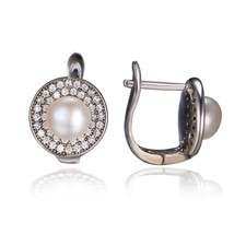***R899*** Natural Fresh Water Pearl Earring Hoop Solid 925 Sterling Silver For Women