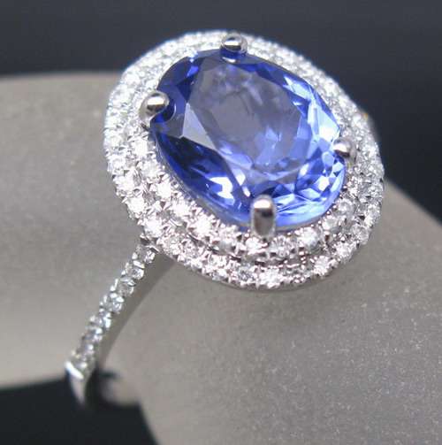 **R69000** 2.40CTW SOLID 18K WHITE GOLD NATURAL VIOLET BLUE TANZANITE ENGAGEMENT VVS DIAMOND RING
