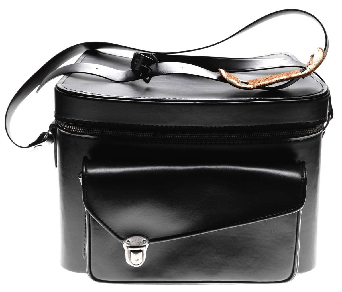 Black vintage hard camera shoulder case with neck strap - Camera Case Bags