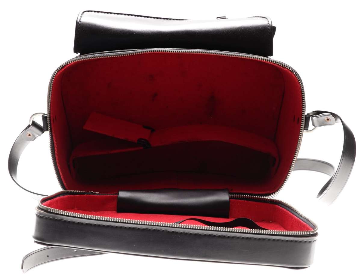 Black vintage hard camera shoulder case with neck strap - Camera Case Bags