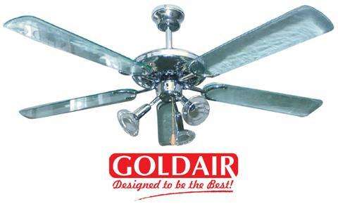 Goldair 132cm Deluxe 3 Spot Chrome 5 Blade Ceiling Fan (DCF-305A) - NW