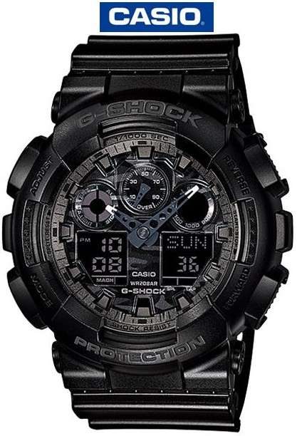 Casio Mens G-Shock Black Camouflage Series Wrist Watch (GA-100CF-1ADR) - Casio