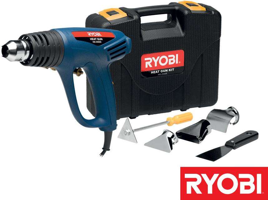 Ryobi 2000W Heat Gun- 450-600 Degrees With 6 Piece Accessories Kit (HG-2000K) - Ryobi