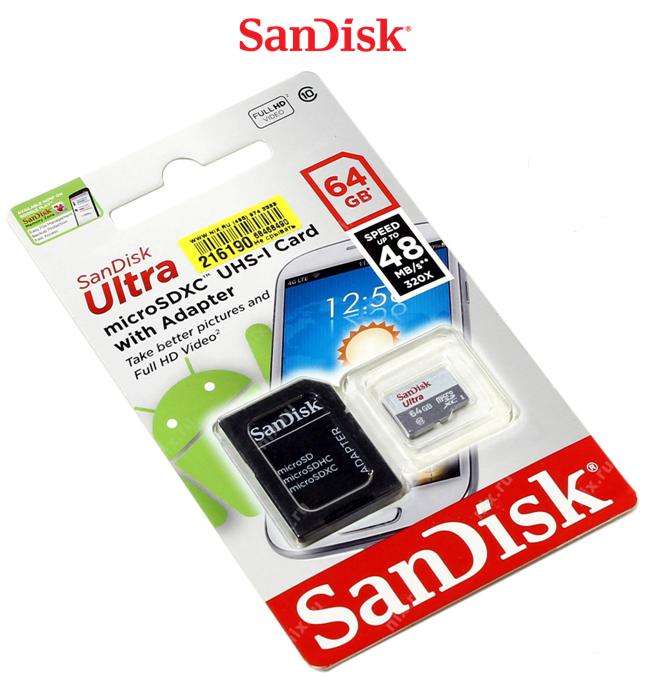 Sandisk 64GB Ultra Android MicroSDXC SD Adapter (SDSQUNB-064G-GN3MA) - SanDisk 2414