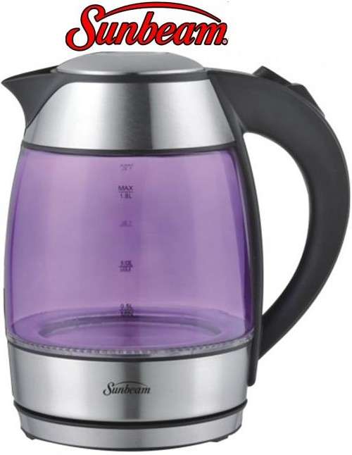 Sunbeam 1.8 Litre Glass Cordless Kettle Purple (SCGK-170PP) - NW Appliances