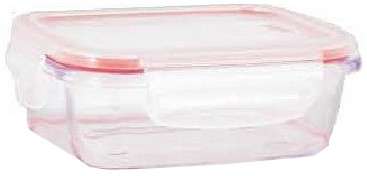 600ml Rectangle Glass Food Container- Red