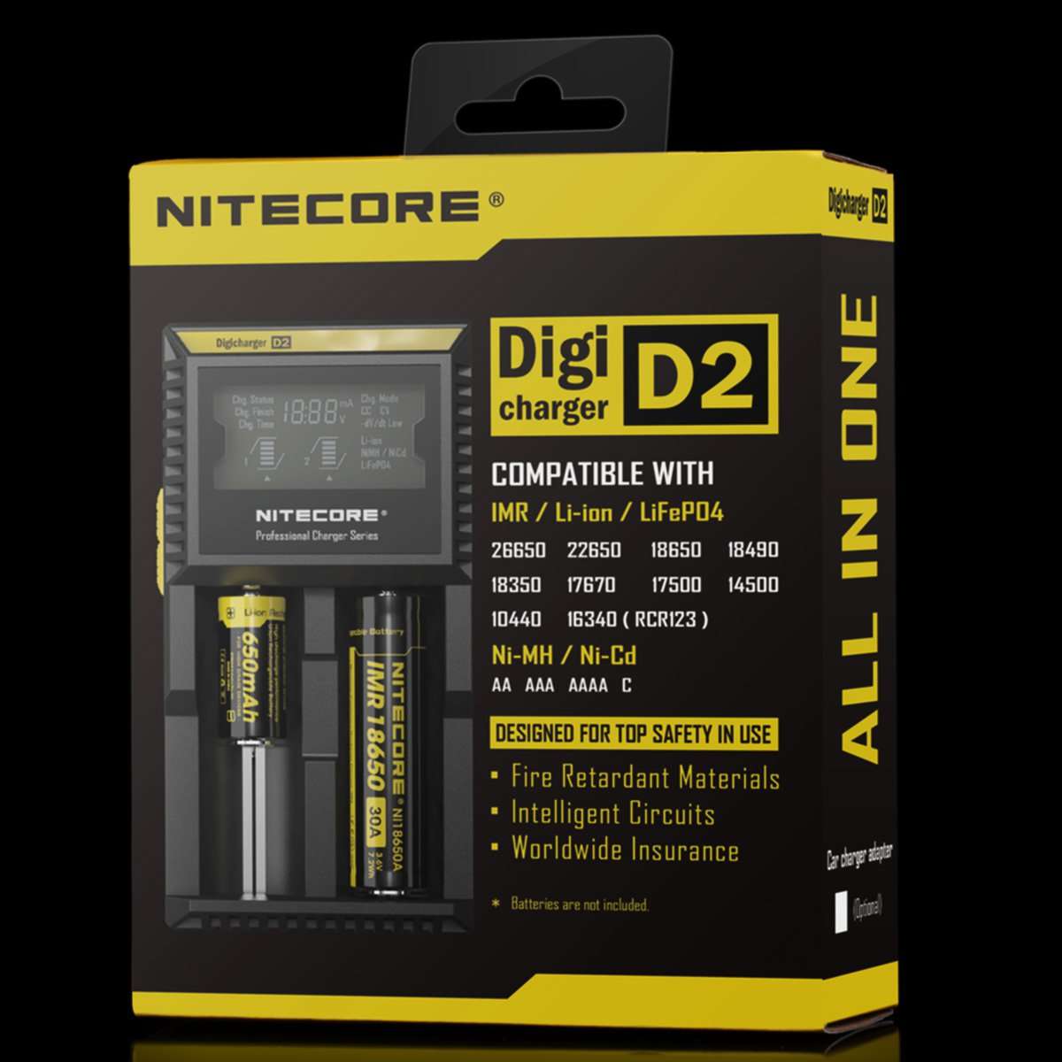 NiteCore D2 Digi Charger - Two Bay Battery Charger - Nitecore