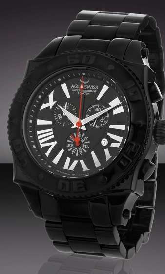*Only 4 in SA!!* AQUASWISS Men's XG BLACK ION AQUANAUT **THICK/HEAVY** Swiss Chrono Watch BRAND NEW