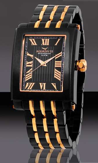 *Only 2 in SA!!* AQUASWISS Men's TANC  G Black Ion/Rose Gold THICK+HEAVY Swiss Watch W/ BOX, PAPERS