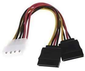 OEM 18cm Molex Male to SATA Female 2 Way Splitter