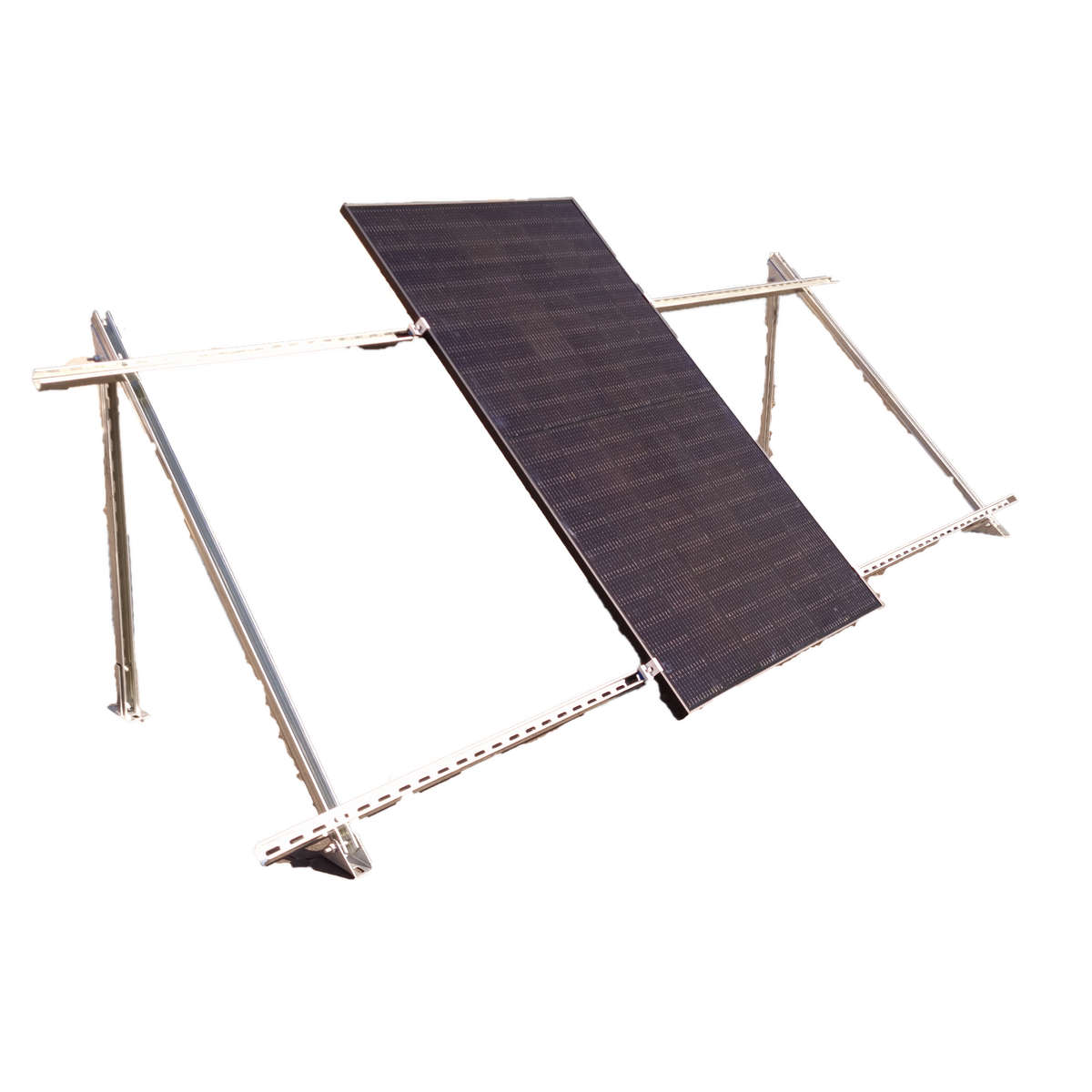 SN029C - PV Mounting Frame - Flat Roof  3 Panels  galvanised with Rails