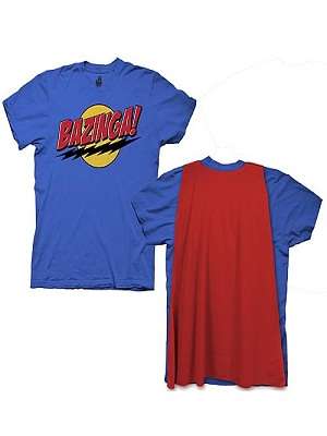 Big Bang Theory Bazinga With Cape Blue T-Shirt