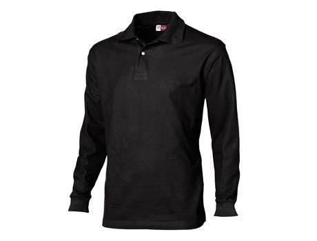 US Basic Boston Long Sleeve Golf Shirt - Mens - black (BAS-3430)