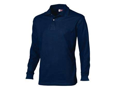 US Basic Boston Long Sleeve Golf Shirt - Mens - navy (BAS-3430)