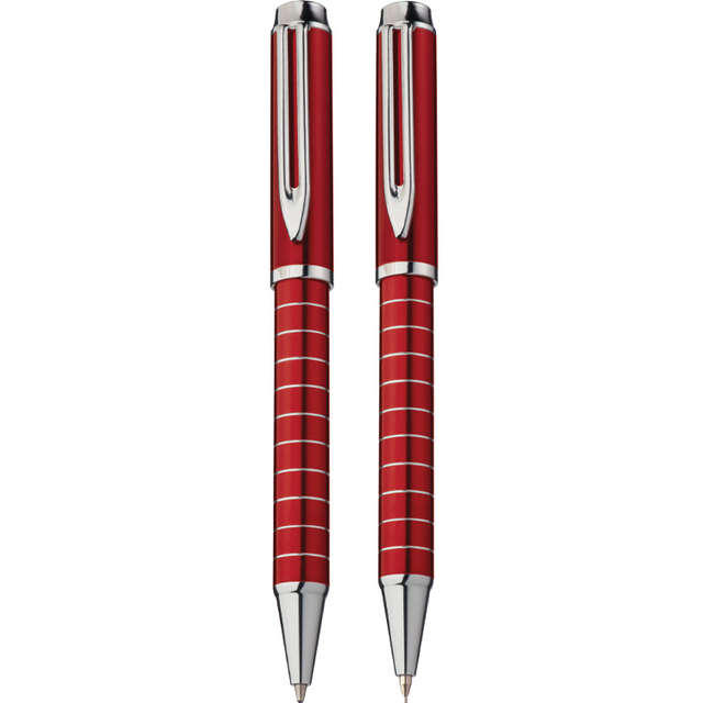Chic metal pen set - red (12726)