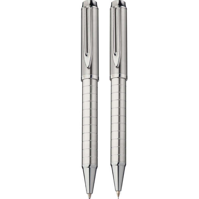 Chic metal pen set - silver (12726)