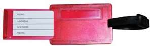 Red rectangular luggage tag
