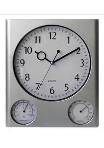 Silver weather station wall clock