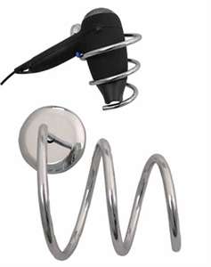 Wall mounted chrome hairdryer holder