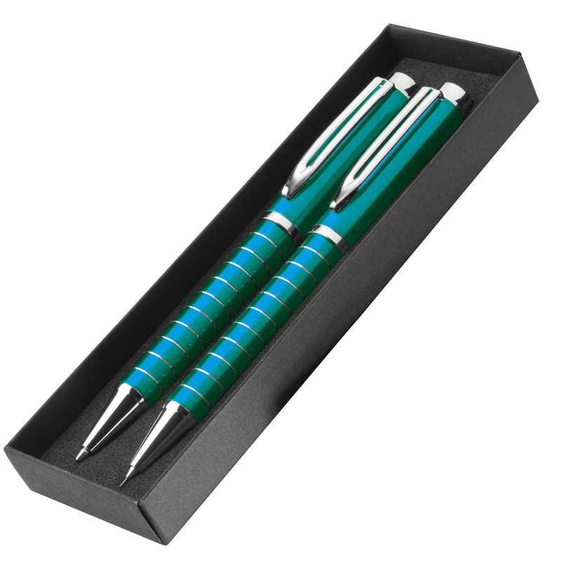 Chic metal pen set - cyan (12726)