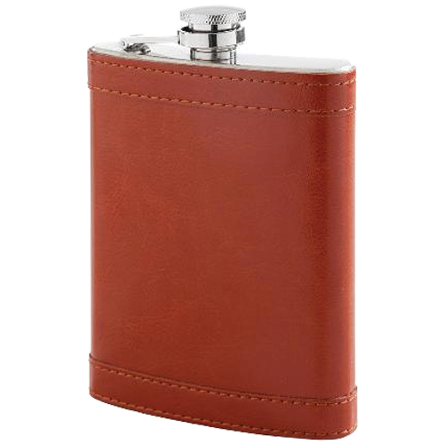 Hip flask - 8 0z Brown Leatherette - 490140