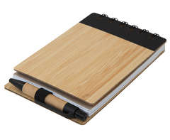 Wood Pocket Notepad, Sticky Memo & Pen - black (ST324B)