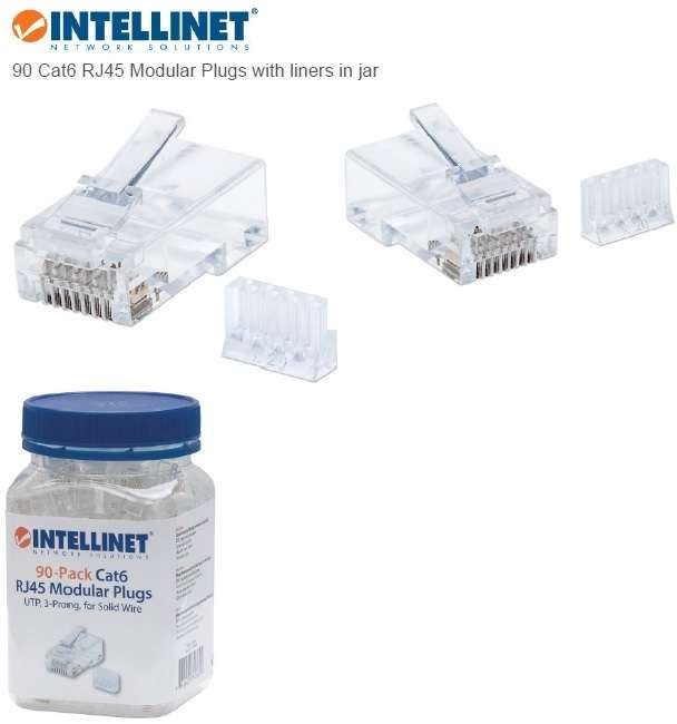 Intellinet 90-Pack Cat6 RJ45 Modular Plugs - Intellinet 1kg